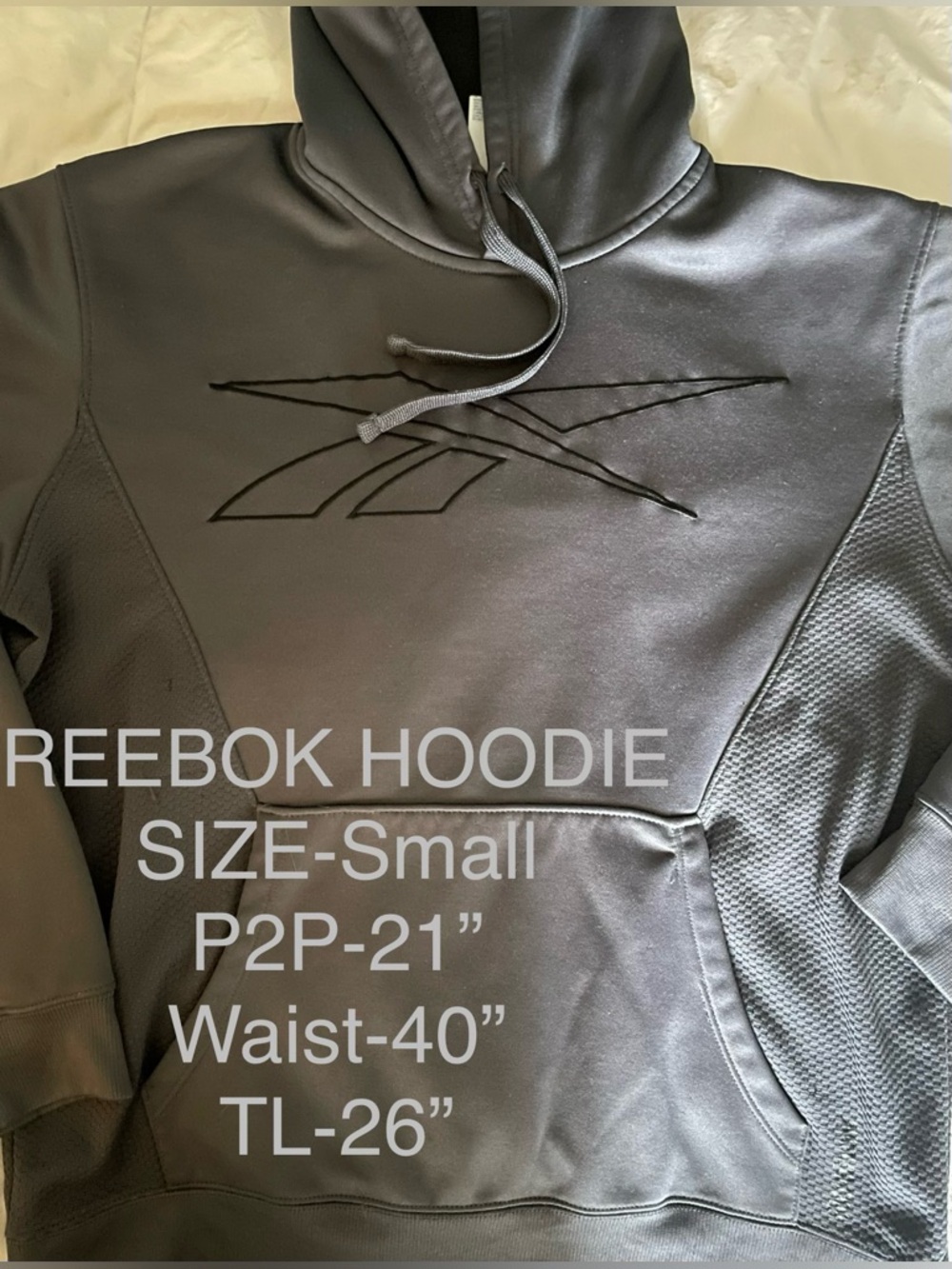 Reebok Gray Pullover Hoodie with Tonal Logo
